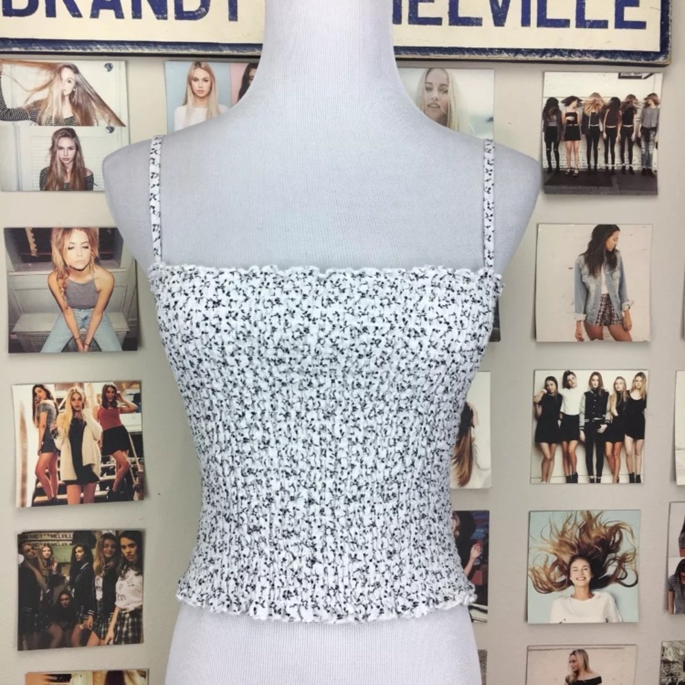 Brandy melville black white floral smock tank top - Picture 4 of 6
